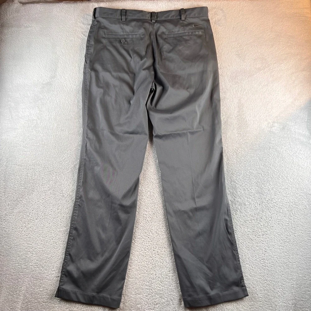 Nike Golf Dri-FIT Flat Front Pants Mens 34x32 Gray 472532-021 Chino Trousers